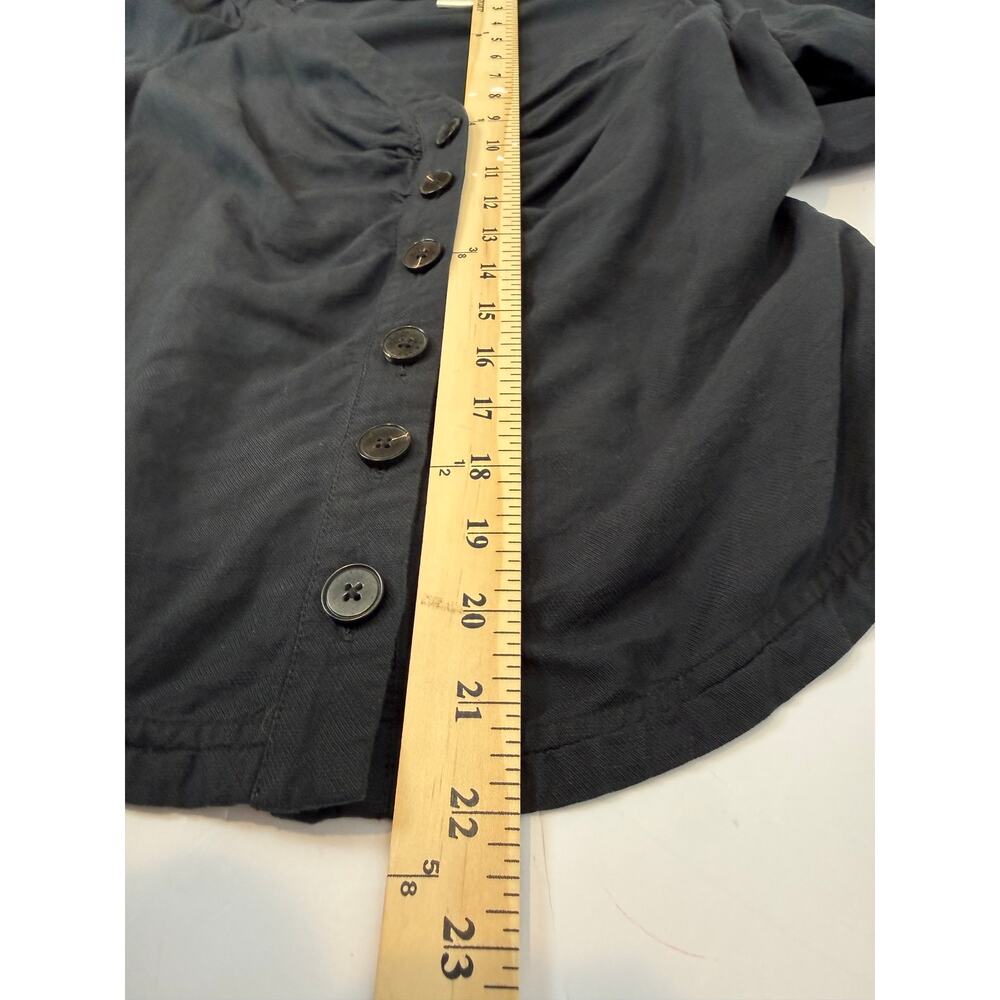 Maeve by Anthropologie Womens Ruched Button Blouse Size 4 Black Boho Office - Picture 5 of 8